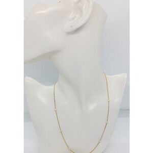 Gold Tone Faux Pearl Station Choker Necklace 4mm Beads Cable Chain 9.5" #23